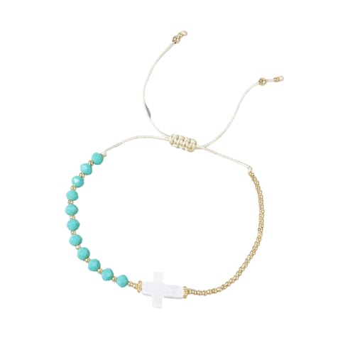 Multikola Kristallperlen Kruzifix Armband Handgefertigt Böhmianer Armreif Mode Handgelenk Schmuck Für Strandoutfits Handgefertigtes Kristallperle Armband von Mllepjdh