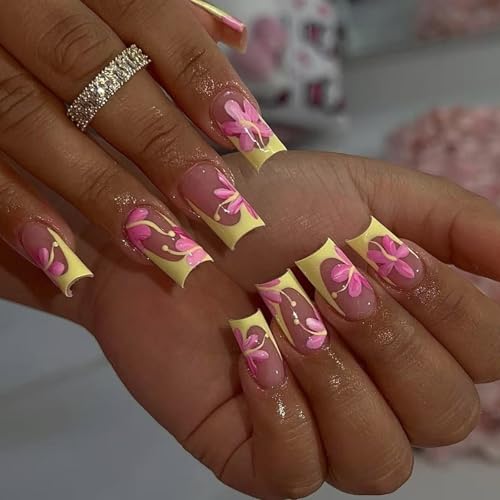 Quadratische Presse Auf Nägeln Gefälschte Nägel Kleber Auf Nägeln Künstlicher Acrylnägel 24 Pcs Stick Auf Nägeln Für Frauen Mädchen Kleben Auf Nagel von Mllepjdh