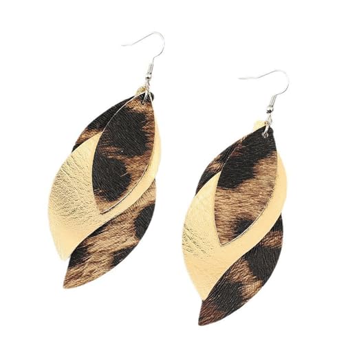 Retro S Geformte Dreifache Schicht Dangle Ohrringe Leopardenmuster Frauen Drop Ohrringe von Mllepjdh