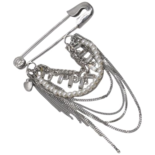 Retro Styles Legierung Brosche Pin Mit Nachahmungsperlen Einstellbare Kettenketten Tassels Designs Unisex Fashion Accessoire Styles Fringe Pin von Mllepjdh