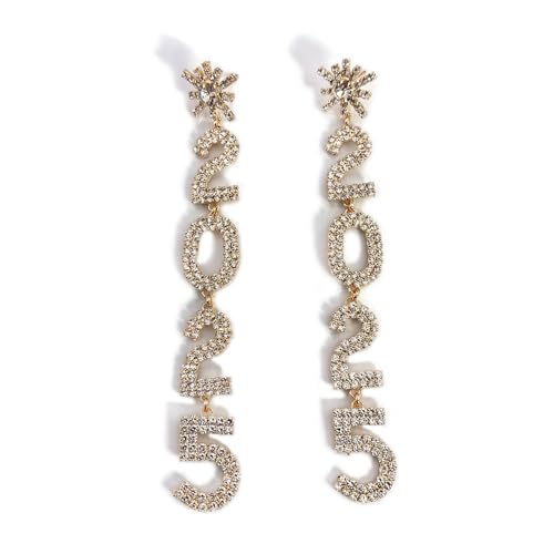 Schimmernde 2025 Ohrringe Mit Einzigartiger Zahlenform Modeanhänger Geeignet Für Fashion Party Outfits Long Hangle von Mllepjdh