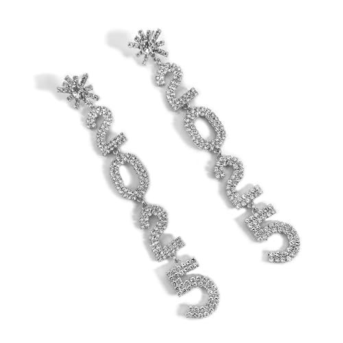 Schimmernde 2025 Ohrringe Mit Einzigartiger Zahlenform Modeanhänger Geeignet Für Fashion Party Outfits Long Hangle von Mllepjdh