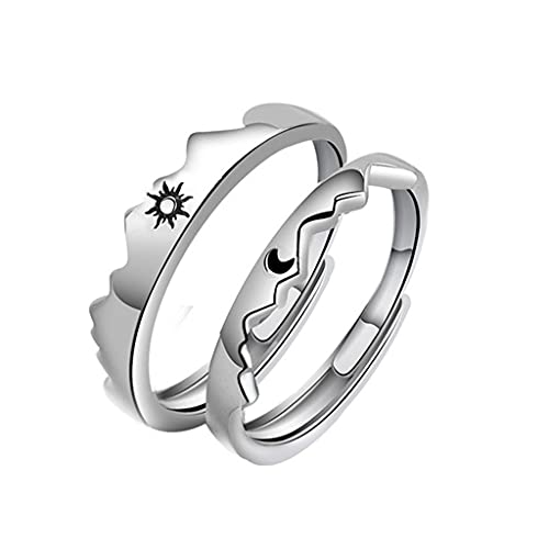 Sun Moon Paar Passende Ringe Für Frauen Männer Offen Einstellbares Paar Freundschaft Stapelbarer Sets Einfacher Ringjuwelenverstellbarer Ringe Gold Initial von Mllepjdh