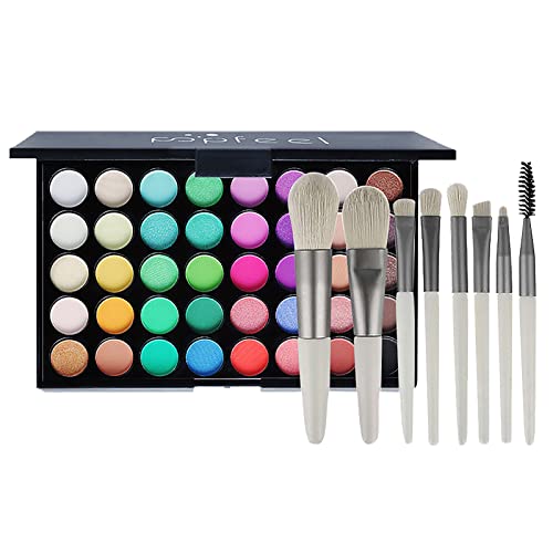 40 Farben Lidschatten-Palette mit 8 Pinseln, buntem Augen-Make-up-Kit, Highlighter-Make-up-Paletten von Mllkcao