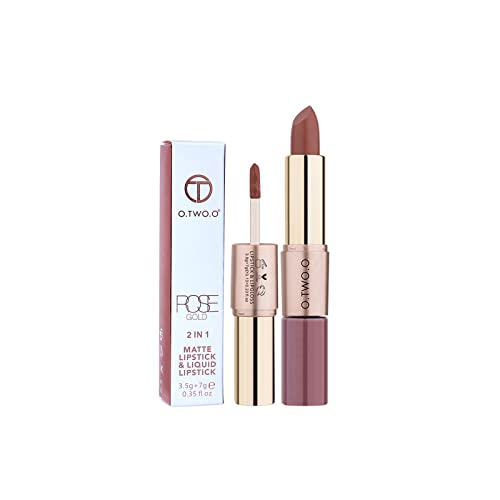 Doppelkopf-Matt-Nebel-Lippenstift mit flüssigem Lipgloss, 2-IN-1 lang anhaltende hochpigmentierte Antihaft-Cup All-in-One Lippen Make-up Geschenk für Frauen von Mllkcao