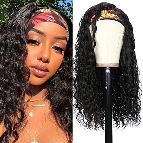 Stirnband-Perücke für schwarze Frauen, Wasserwelle, natürliche schwarze Farbe, 150 % Dichte, leimloses Haar, keine Lace-Front-Perücken von Mllkcao