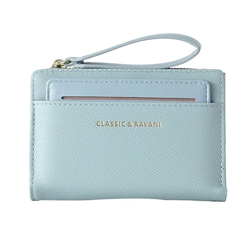 Mlllokfki Geldbörse mit Reißverschluss mit Handschlaufe, Münzfach mit Reißverschluss für Damen - Multifunktionaler Kartenhalter - Kurzes Münzfach Design mit großer Kapazität, blau, riferimento von Mlllokfki
