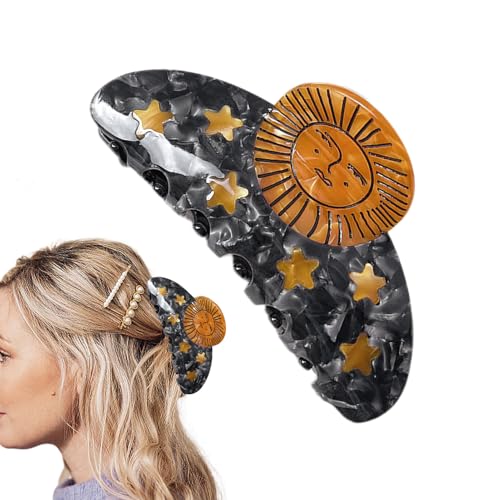 Mlllokfki Lustige Haarspangen, Krallenklammer für langes Haar | Haarklammern mit starker Haltebacke - Sonnenblumen-Sternschnecken-Haarklammern, Haar-Krokodilklemmen, Acetat-Haar-Accessoires für Frauen von Mlllokfki