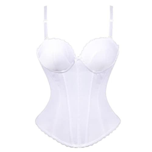 Mlosportlife Hochzeitskorsett, Brautkorsett, Korsett, Überbrust-Korsett, elegantes Bustier, Outfit, Taillengröße, Korsett, Dessous (Weiß, S) von Mlosportlife