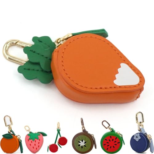 Fruit Bag Charm Coin Purse Mini Cute Keychain Wallet for Girls Strawberry Purses Charms Bags Accessories Pouch Women(Carrots) von Mlthcig