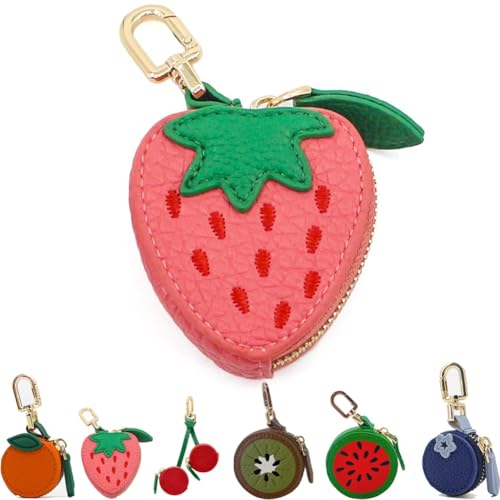 Fruit Bag Charm Coin Purse Mini Cute Keychain Wallet for Girls Strawberry Purses Charms Bags Accessories Pouch Women(Strawberries) von Mlthcig