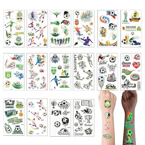 20 Blätter Fußball Tattoos Kinder, Leuchten Fußball Tattoos für Junge, Temporäre Tattoos für Kindergeburtstag Mitgebsel Fußball Party Tasche, für Kindergeburtstag Mitgebsel Fußball Party von Mmgoqqt