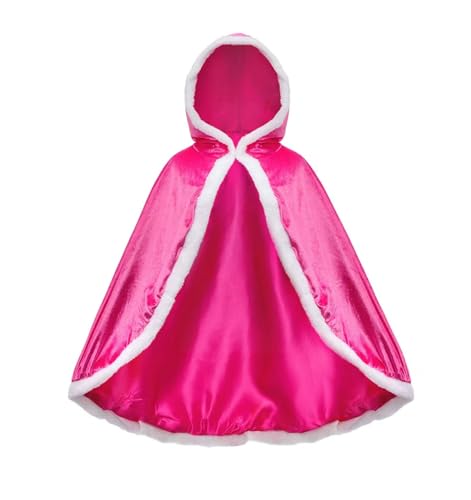 Mmnuagebleu Mädchen Prinzessinnen Umhang mit Kapuze Halloween Kostüm Umhang Party Karneval Party Outfits Cosplay für Kinder-Pink,M,125-135cm von Mmnuagebleu