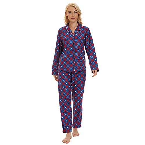 Mnemo Damen Pyjama Set Loungewear volle Länge Oberteil & Hose Nachtwäsche 100% Polyester Nachtwäsche Weihnachten Schlafanzug von Mnemo