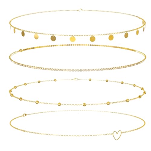 4 Stück body chain,nietengürtel damen,bauchkette gold,Verstellbare Körperketten,waist beads von MniimaLuxe