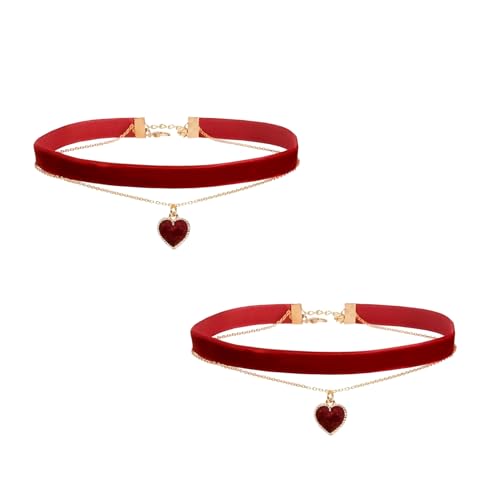 MniimaLuxe 2 Stück choker kette damen,choker damen für Teenager Mädchen Trachtenschmuck Damen (Rot) von MniimaLuxe