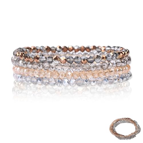 Perlen Armband Damen,Perlenarmbänder Damen,Mehrschichtiges Steine Armbands,Kristall Perlen Armband,Damenarmbänder Modeschmuck,Freundschaftsarmband,Beste Freundin Geschenk,Paar/Partner Armbänder(Gold) von MniimaLuxe