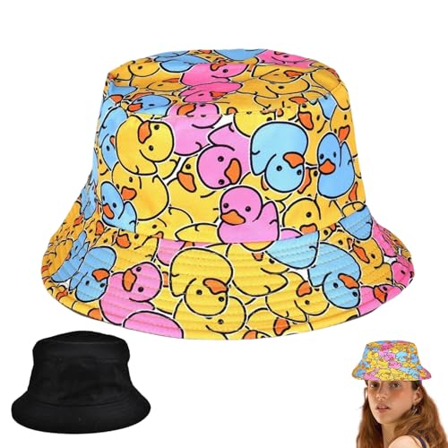 Reversibel Fischerhut,Enten Hut,Anglerhut für Herren Damen,Sonnenhut,Modischer Fischerhüte,Sommerhut,Angelhut Lustige,Faltbar Anglerhut,Doppelseitiger,Unisex Hüte Kopfbedeckung für Erwachsene Festival von MniimaLuxe