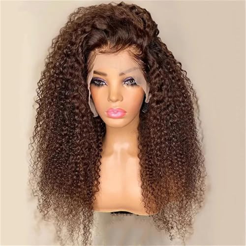 13X4 Lace Front Echthaar Perücken Braun Curly Wave 13X6 Lace Frontal Perücke Für Schwarze Frauen Brown 30in#180#4x4 von Mnjyihy