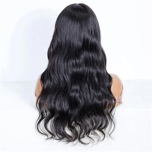 22 Zoll Echthaarperücken Für Frauen Gewellt Mit Pony Spitze Innen Brasilianisches Haar 180 22inches#1B von Mnjyihy