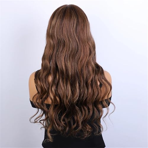 22 Zoll Echthaarperücken Für Frauen Gewellt Mit Pony Spitze Innen Brasilianisches Haar 180 22inches#4 von Mnjyihy