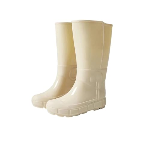 Damen Regenstiefel, mittelhoch, einfarbig, rutschfest, wasserdicht, modische Schuhe, gelb, 40 EU von Mnjyihy