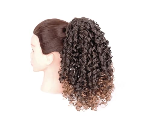 Damen Schwarz Braun Synthetische Lockige Kordelzug Pferdeschwanz Afro Verworrene Lockige Pferdeschwanz Clip In Haarverlängerung Haarknoten Chignon Haarteil T1B 30 12inches 30cm von Mnjyihy