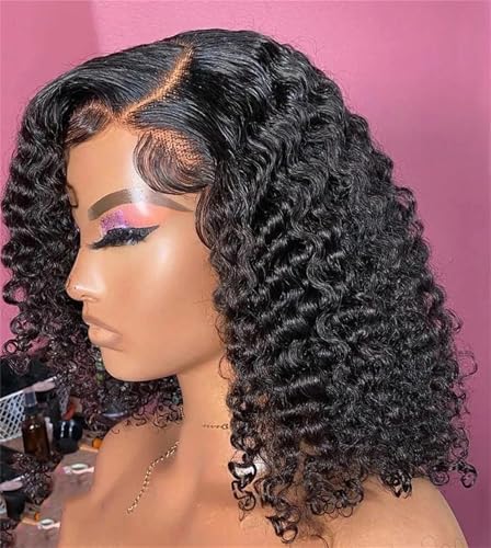 Deep Wave Bob Echthaarperücke 200 Dichte 13X4 Transparente Lockige Lace Frontalperücke Für Schwarze Frauen 200 10inches#13x4 von Mnjyihy