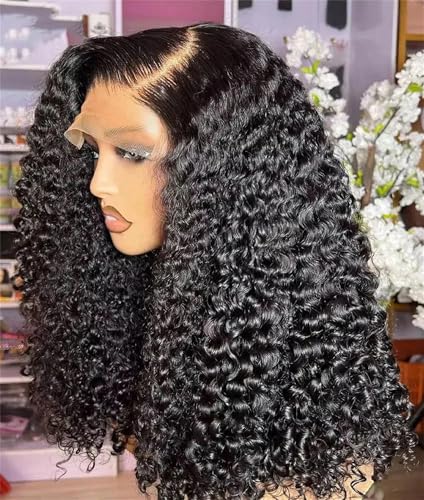 Frauen 13X4 Glueless Bob Perücke Echthaar Lockige Perücken Tiefe Welle 13X6 Hd Spitze Vorne Perücke 250 16in#13x6 HD Lace von Mnjyihy