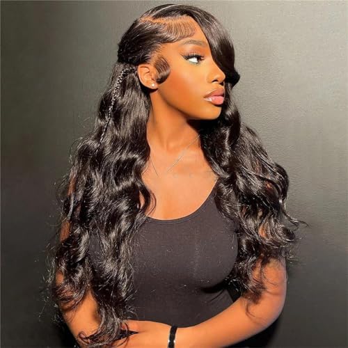 Frauen 13X6 Lace Front Perücken Echthaar Körperwelle Lace Front Perücken 13X4 Glueless Echthaar Perücken Spitze Frontal Perücken 13X4 HD Lace Wig 18inches#150% von Mnjyihy