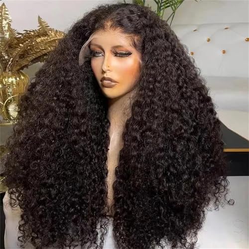 Frauen 13X6 Tiefe Welle Lockige Spitze Front Echthaar Perücken 360 Brasilianische Vorgezupfte Spitze Perücken 180 34in#13x4 von Mnjyihy