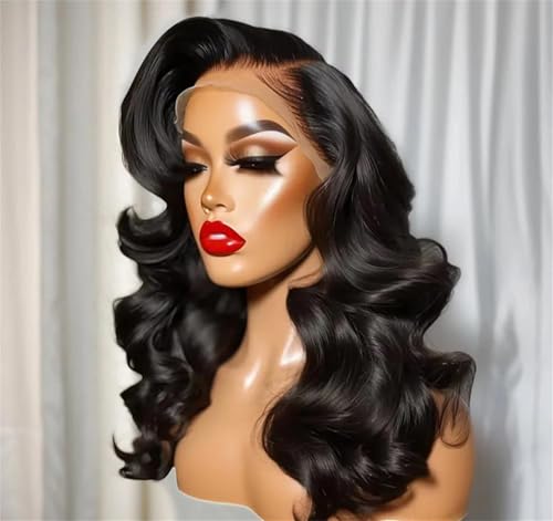 Frauen Bob Perücke Echthaar Körperwelle 13X6 Hd Spitze Frontal Perücken Wasserwelle Brasilianisches Haar 200 12in#13x6 HD Lace von Mnjyihy