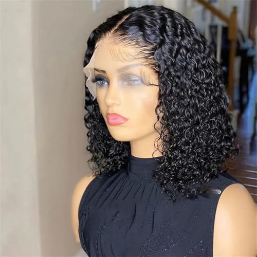 Frauen Deep Wave Short Bob Perücken Brasilianisches Echthaar 13X4 Vorgezupft Hd Lace Frontal Perücken 180 14inches#4X4 von Mnjyihy