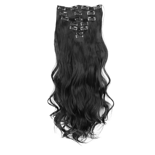 Frauen Kunsthaar 16 Clip In Haarverlängerung Clip 7 Teile/Satz Lange Gewellte Haarverlängerung Clip In Ombre Gefälschte Haarteil 1B 24inches von Mnjyihy