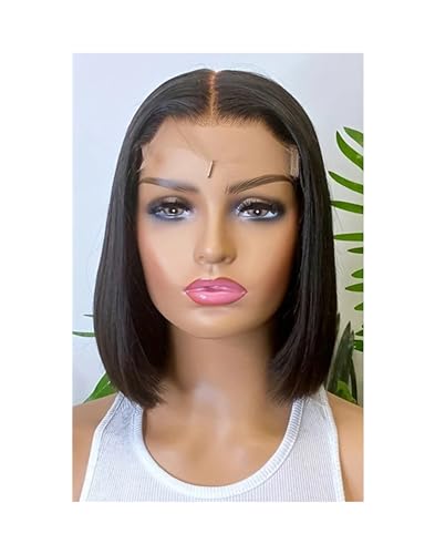 Frauen Kurze Bob Perücke Gerade Perücke Spitze Front Echthaar Perücken 13X4 HD Spitze Frontal Perücke Glueless Perücke Echthaar 13x6HD Transparent 16inches#150% von Mnjyihy