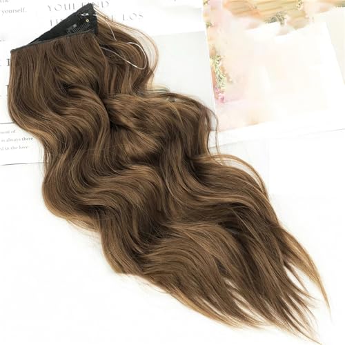 Frauen Schwarz Braun Synthetische Natürliche Unsichtbare Draht 4 Clip In Haarverlängerungen 22 Zoll Lange Gewellte Künstliche Falsche Haare 6 22inches 55cm von Mnjyihy