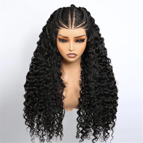 Frauen Schwarz Wasser Welle Lace Front Perücken 200 Dichte 13X6 Volle Spitze Frontal Echthaar Perücken 200 24inches#13x6 von Mnjyihy