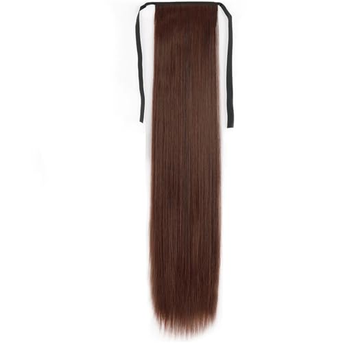 Frauen Synthetische 22 34" Lange Gerade Wrap Around Pferdeschwanz Clip In Haarverlängerung Blond Braun Hitzebeständiges Haarteil 2 331 55CM 100G von Mnjyihy