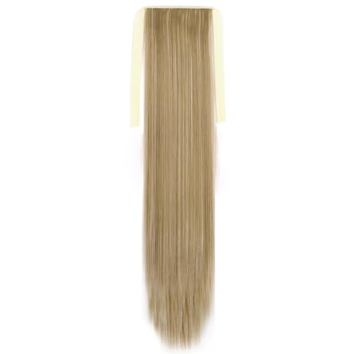 Frauen Synthetische 22 34" Lange Gerade Wrap Around Pferdeschwanz Clip In Haarverlängerung Blond Braun Hitzebeständiges Haarteil 24H613 85CM 140G von Mnjyihy