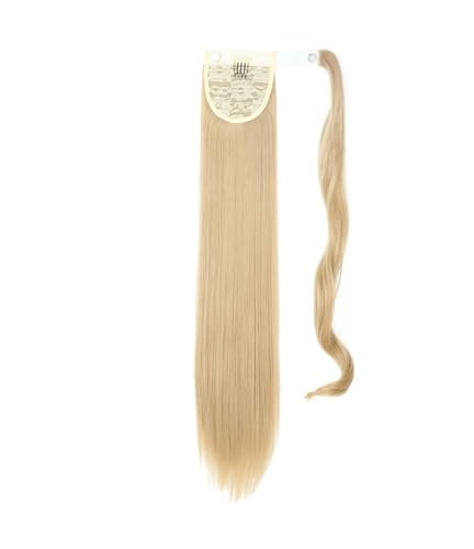 Frauen Synthetische 22 34" Lange Gerade Wrap Around Pferdeschwanz Clip In Haarverlängerung Blond Braun Hitzebeständiges Haarteil 25 55CM 100G von Mnjyihy