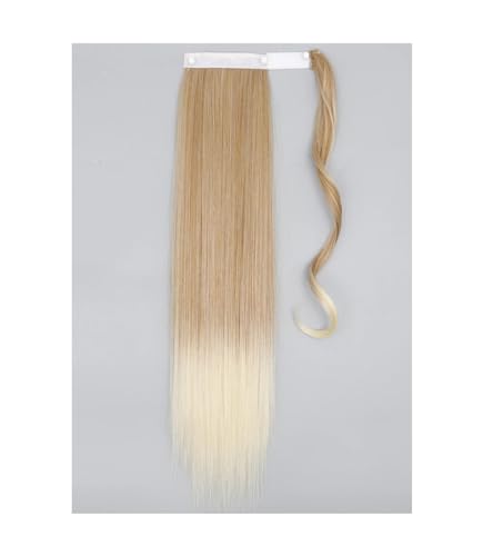 Frauen Synthetische 22 34" Lange Gerade Wrap Around Pferdeschwanz Clip In Haarverlängerung Blond Braun Hitzebeständiges Haarteil 27T613 85CM 140G von Mnjyihy