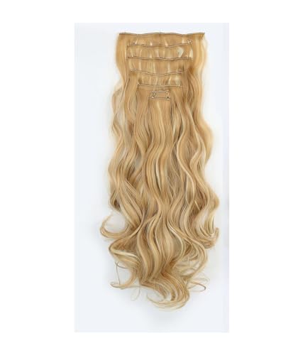 Frauen Synthetische 24 Zoll Haar Extensions 16 Clips 7 Teile/Satz Lange Gerade Gefälschte Haar Schwarz Braun Hitzebeständige Faser Haarteil 27H6131 24inches von Mnjyihy