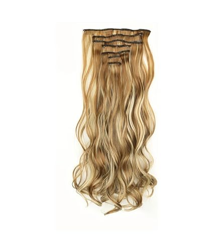 Frauen Synthetische 24 Zoll Haar Extensions 16 Clips 7 Teile/Satz Lange Gerade Gefälschte Haar Schwarz Braun Hitzebeständige Faser Haarteil 6H6131 24inches von Mnjyihy