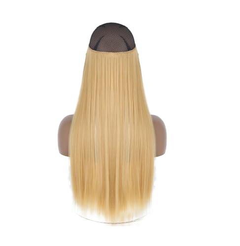 Haarverlängerungen Für Damen Synthetisch Ohne Clip Unsichtbarer Draht Lang Natürlich Gewellt Blond Braun Gemischte Farben Einteiliges Falsches Haarteil SQ66 22H613 16inches (40cm) von Mnjyihy