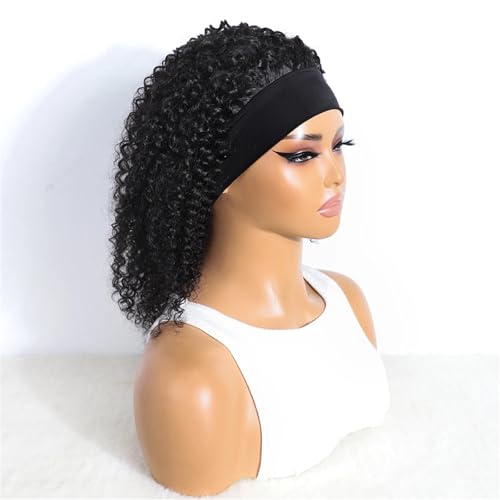 Kurze Stirnbandperücken Für Frauen 16 Zoll Lockiges Brasilianisches Haar Tiefe Welle Stirnband Echthaarperücke 180 10inches##1B von Mnjyihy