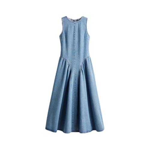 Lässiges Damen Jeanskleid Mit Rundhalsausschnitt Schnürung Und Rückenfrei Sommerkleid Sexy Hohe Taille Lockerer Reißverschluss A Linie Blue S Lässiges Damen Jeanskleid Mit Rundhalsausschnitt Schnürung Und Rückenfrei Sommerkleid Sexy Hohe Taille Lockerer Reißverschluss A Linie Blue S von Mnjyihy