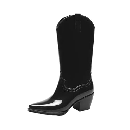 Mnjyihy Damen Chunky High Heels Regenstiefel, wasserdicht, mittelhohe Wade, Botas, Küche, Arbeitsschuhe, Cowboystiefel, Schwarz , 40 EU Mnjyihy Damen Chunky High Heels Regenstiefel, wasserdicht, mittelhohe Wade, Botas, Küche, Arbeitsschuhe, Cowboystiefel, Schwarz , 40 EU von Mnjyihy