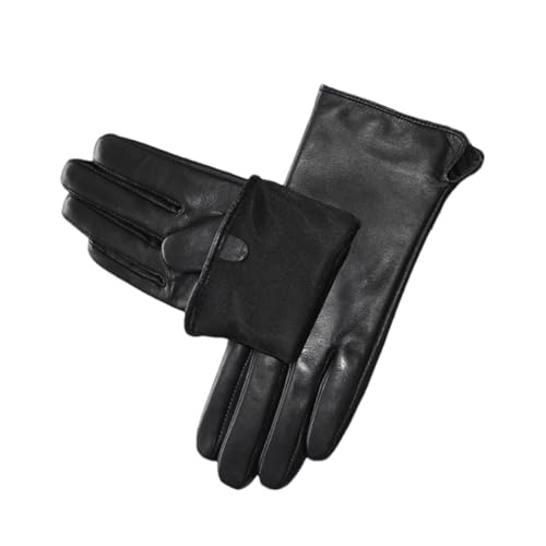 Mnjyihy Damen Handschuhe Aus Schaffell Outdoor Reiten Solides Dünnes Einzelleder Ungefüttert Schwarzes Seidenfutter Fahrhandschuhe Silk 7.5 von Mnjyihy