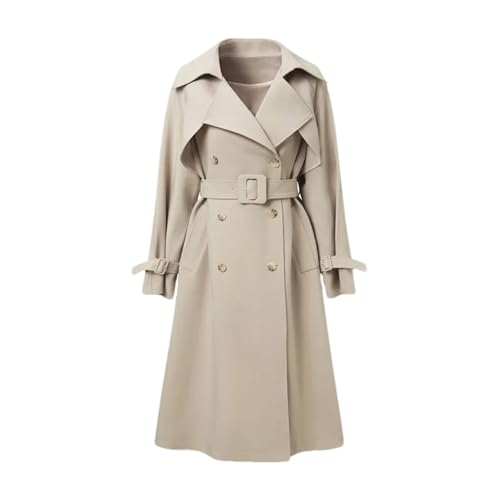 Mnjyihy Damen Zweireihiger Langer Trenchcoat Frühling Herbst Tragen Sie Einen Gürtel Trenchcoat DD03338 S von Mnjyihy