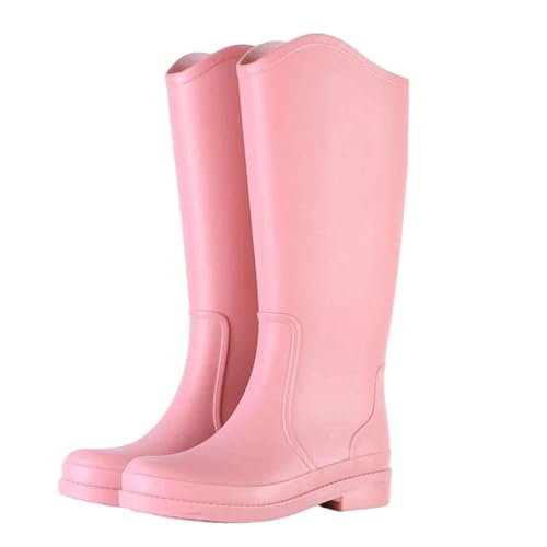 Mnjyihy Gummistiefel für Damen, Regenstiefel, Schlupfstiefel, wasserdicht, rutschfest, verschleißfest, Wasserschuhe, Pnnrk High, 41 EU von Mnjyihy